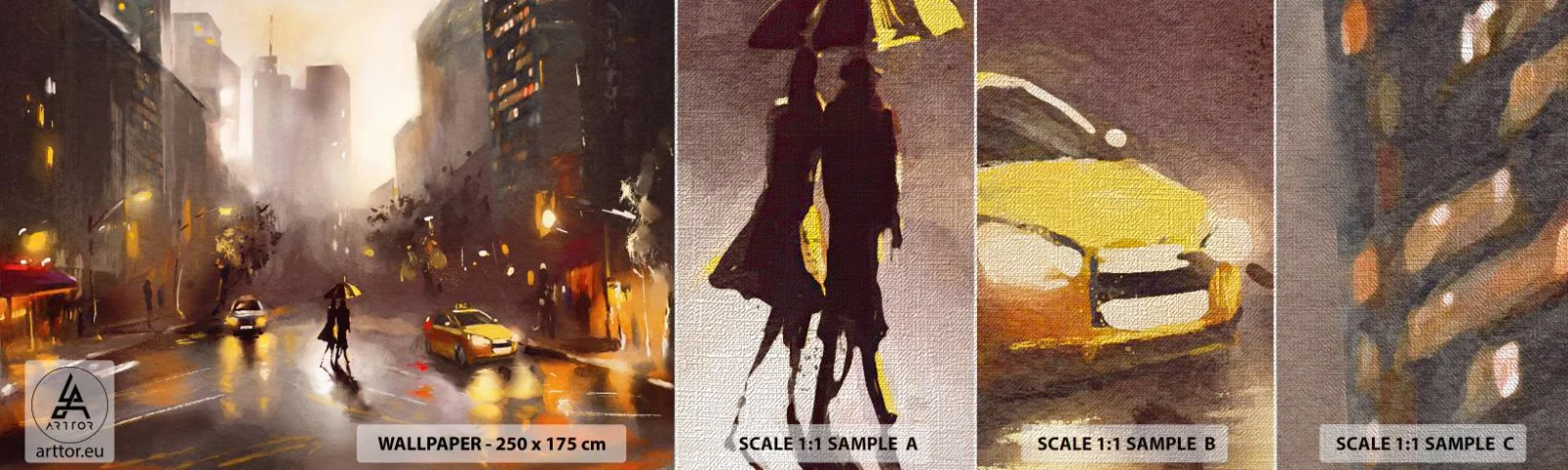 Amostra de papel de parede Premium Canvas - Nas luzes de Nova Iorque - Nova Iorque, Manhattan, Arquitetura - 100x30 cm