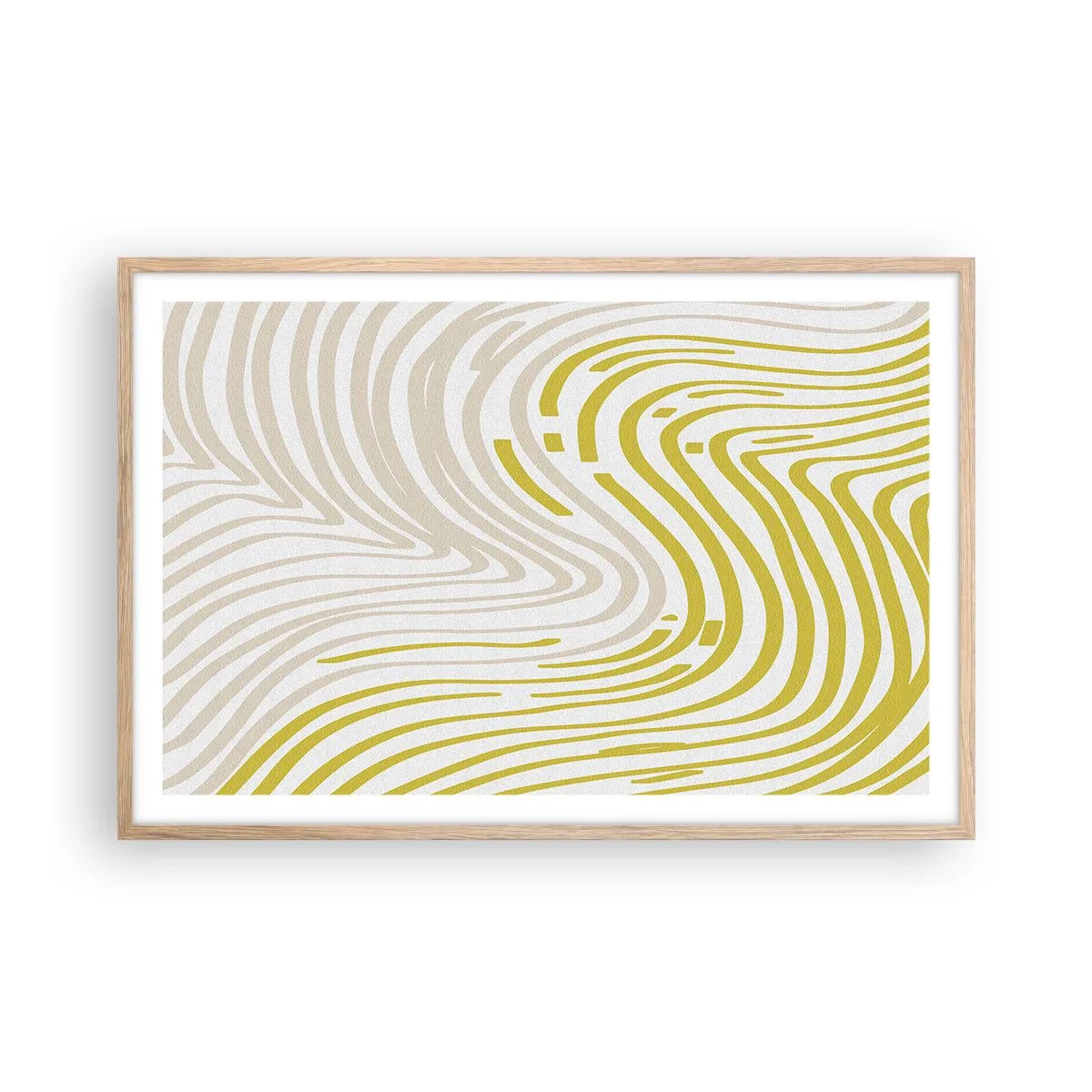 Pôster com moldura de carvalho claro - Uma composição com uma curvatura suave - 91x61 cm