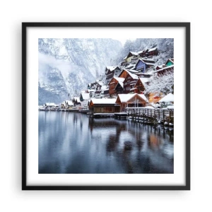 Pôster com moldura preta - Na decoração de inverno - 50x50 cm