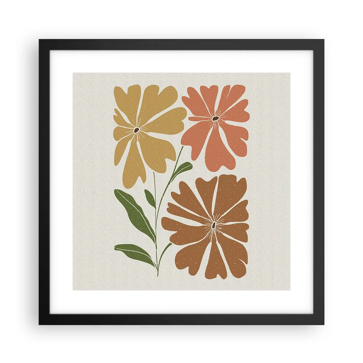 Pôster com moldura preta - Natureza e geometria - 40x40 cm