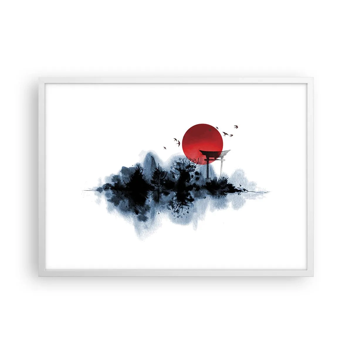 Pôster em moldura branca - Vista japonesa - 70x50 cm