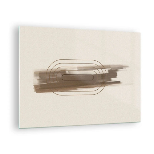 Quadro em vidro - Abstração em tons de marrom com padrão minimalista - 70x50cm - Um sopro de cinza - Decoração de parede moderna para a sala de estar e quarto ARTTOR