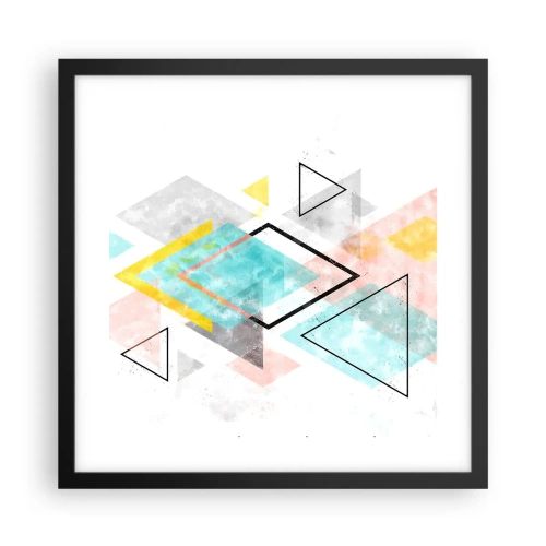 Pôster com moldura preta - Jogo geométrico - 40x40 cm