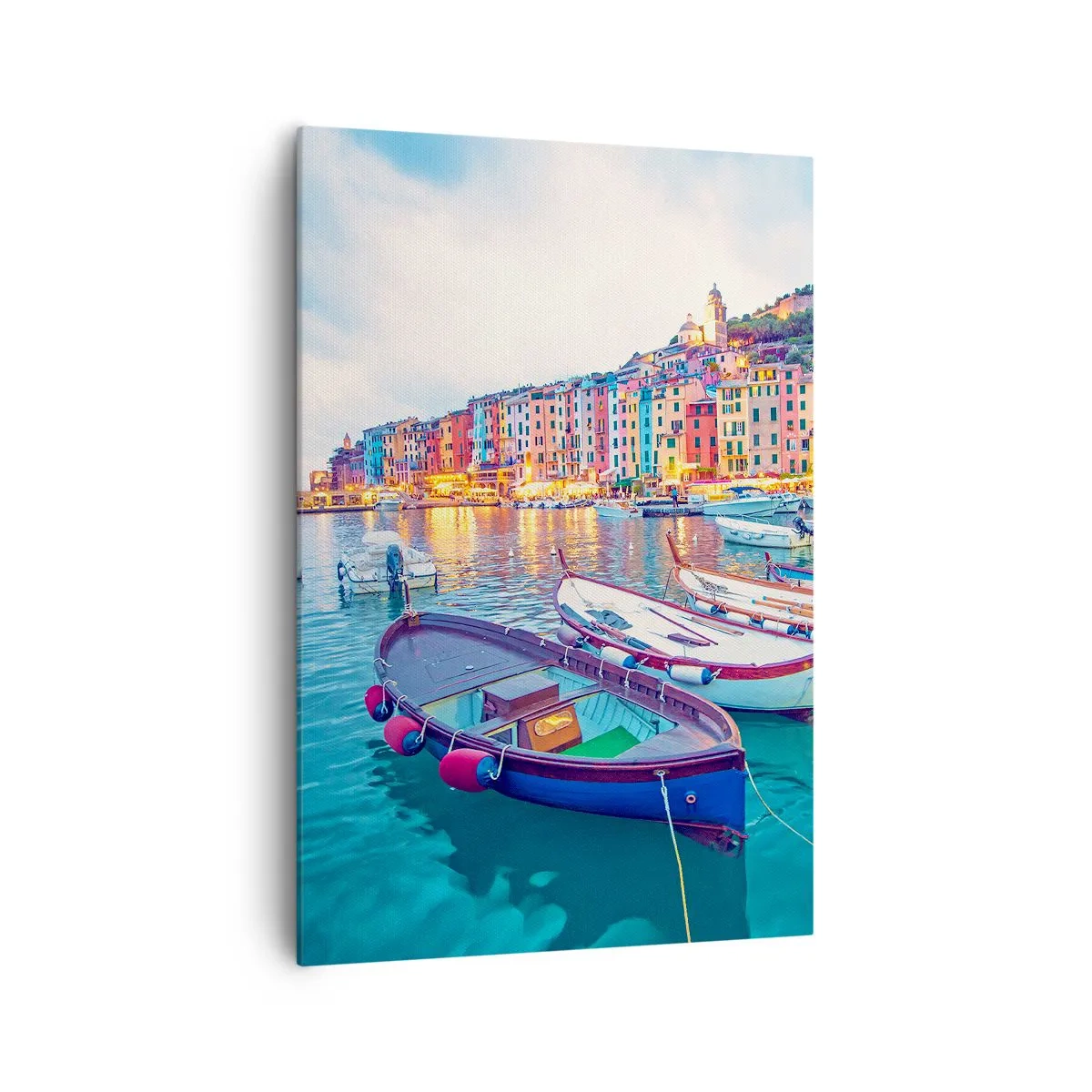 Quadro em tela - Uma noite colorida no porto - 70x100 cm