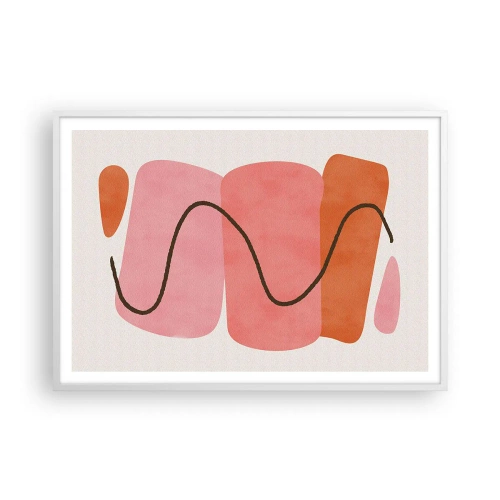 Pôster em moldura branca - Movimento suave de formas - 100x70 cm