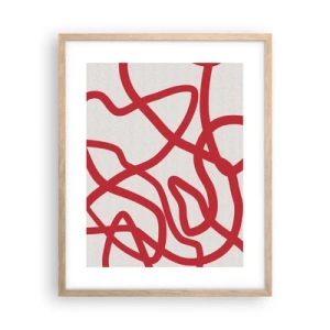 Pôster com moldura de carvalho claro - Vermelho em branco - 40x50 cm