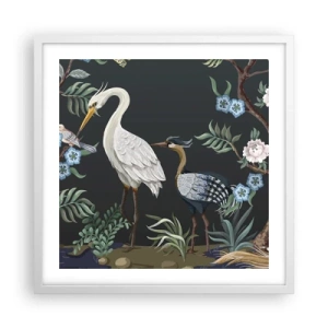 Pôster em moldura branca - Desfile de pássaros - 50x50 cm