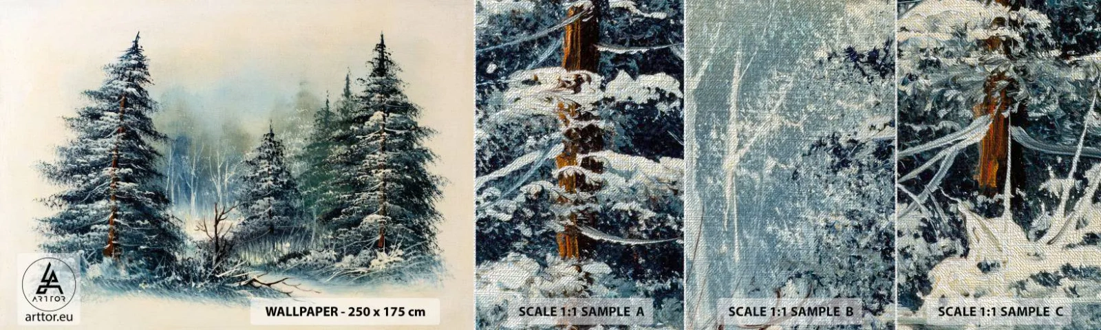 Amostra de papel de parede Premium Canvas - Prontas para o Natal - Paisagem, Floresta, Natureza - 100x30 cm