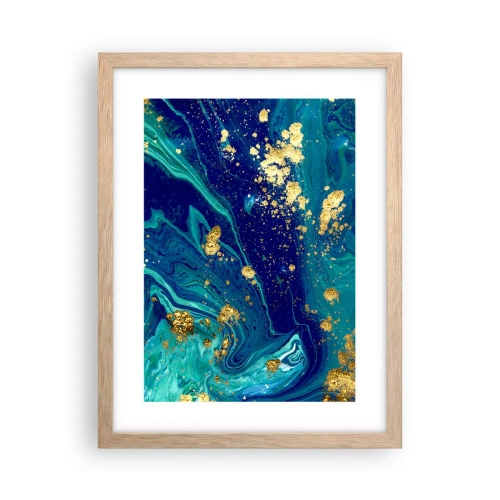 Pôster com moldura de carvalho claro - Flocos de sol  - 30x40 cm
