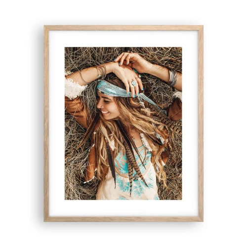 Pôster com moldura de carvalho claro - A caminho do verão do amor - 40x50 cm