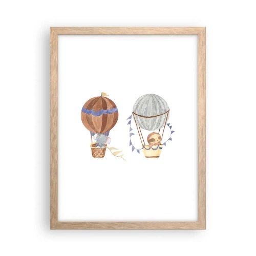Pôster com moldura de carvalho claro - Amigos em movimento - 30x40 cm