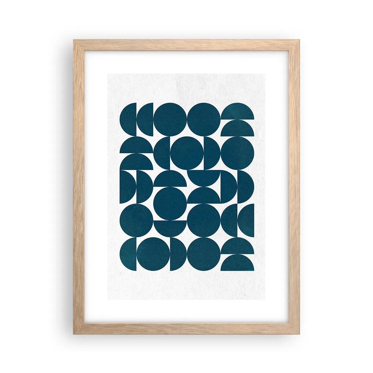 Pôster com moldura de carvalho claro - Círculos e semicírculos - 30x40 cm