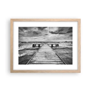 Pôster com moldura de carvalho claro - Estou à espera do vento, que vai dispersar... - 40x30 cm