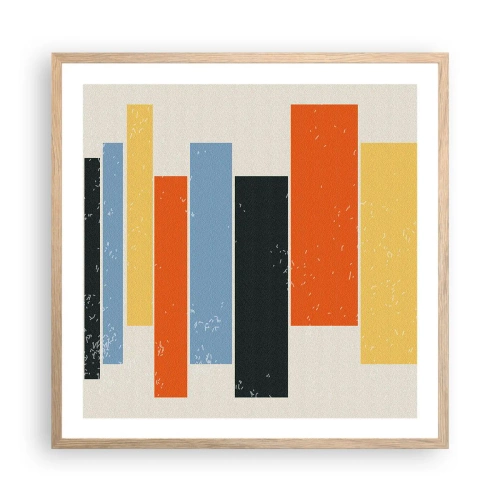 Pôster com moldura de carvalho claro - Notação musical - 60x60 cm