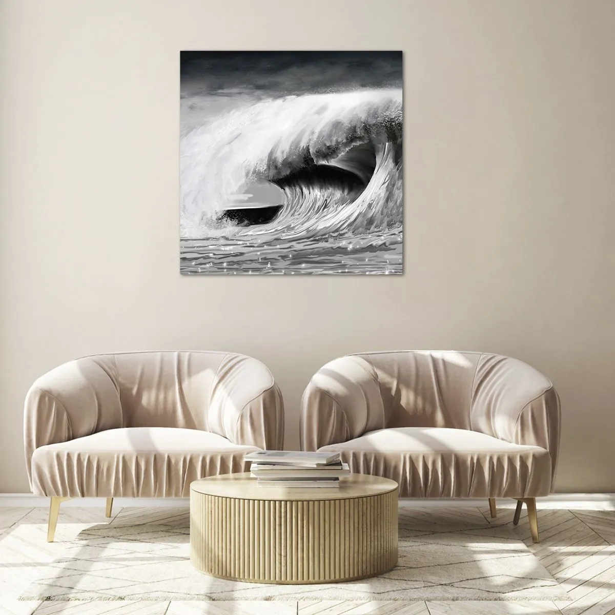 Quadro em vidro - A ira do oceano - 50x50 cm