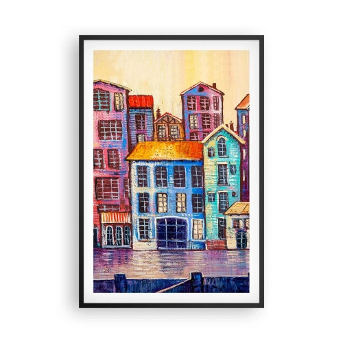 Pôster com moldura preta - Uma cidade como de um conto de fadas - 61x91 cm