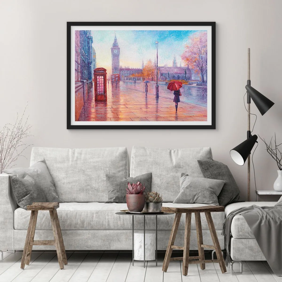 Pôster com moldura preta - Um dia de outono em Londres - 91x61 cm