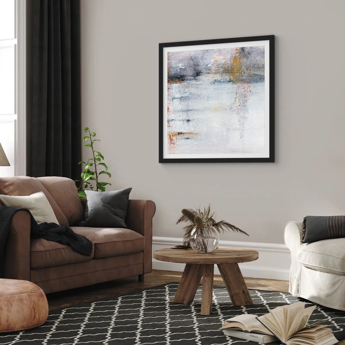 Pôster com moldura preta - Atrás da cortina de ar - 50x50 cm