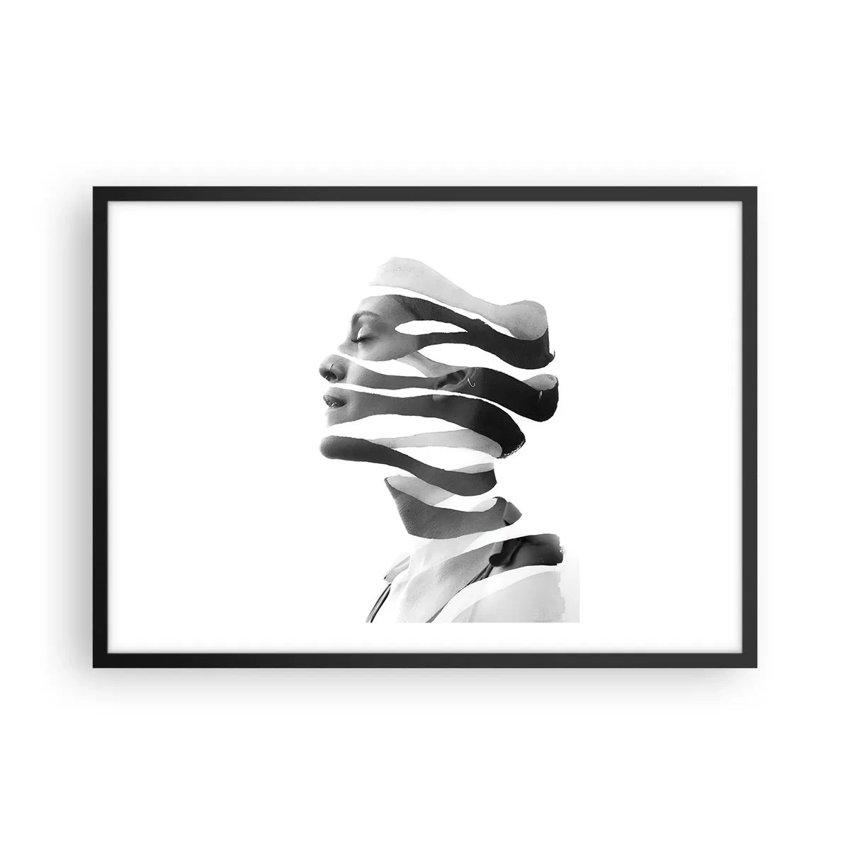 Pôster com moldura preta - Retrato surrealista - 70x50 cm