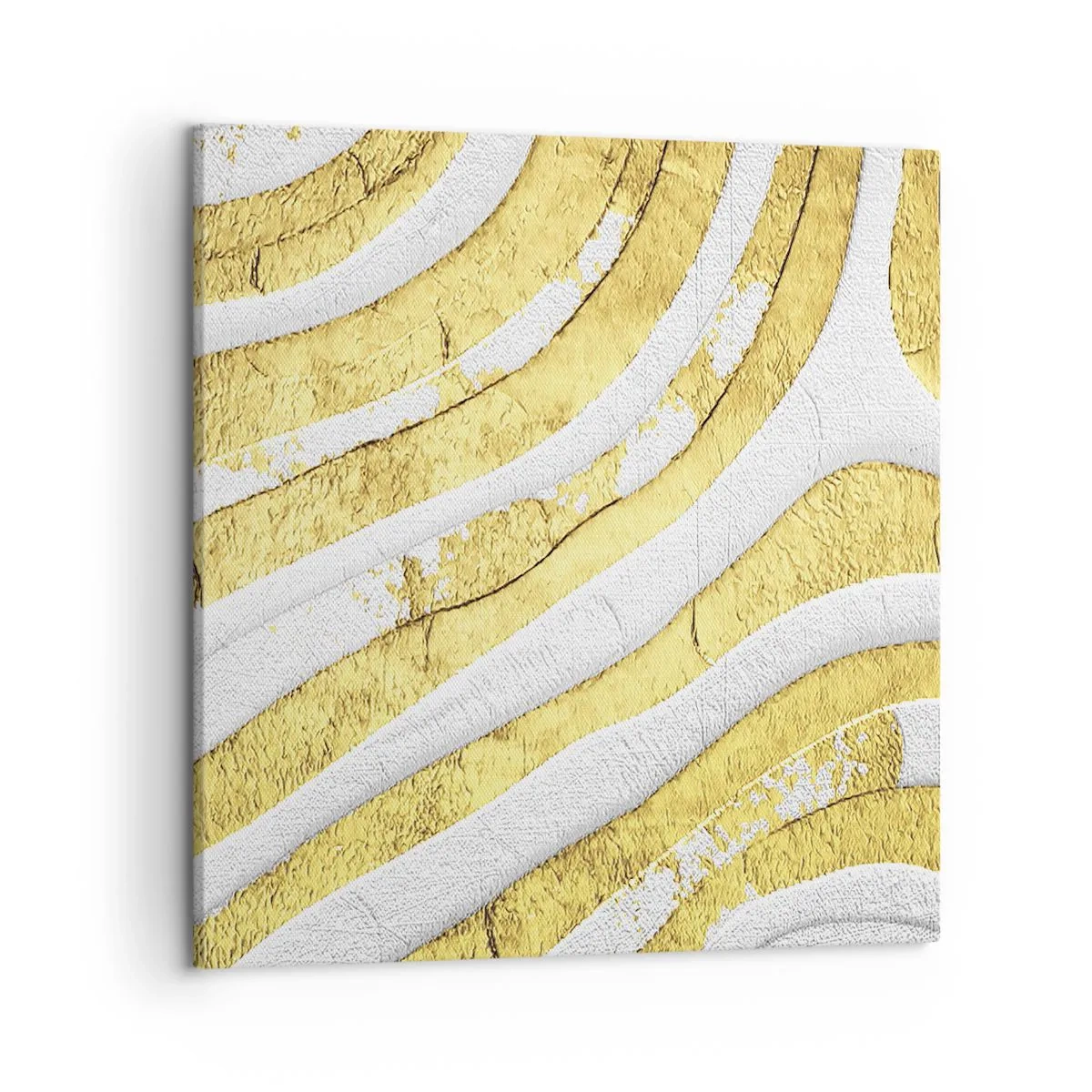 Quadro em tela - Composição a branco e ouro - 50x50 cm