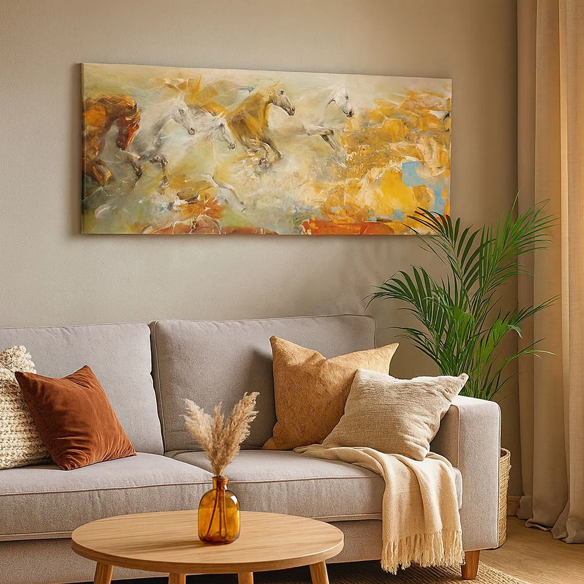 Quadro em tela - A galope através da luz - 100x40 cm