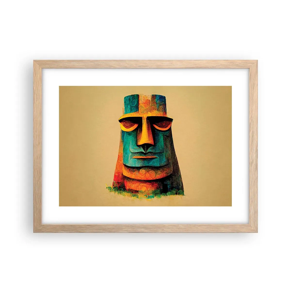 Pôster com moldura de carvalho claro - Escultórico e simpático - 40x30 cm
