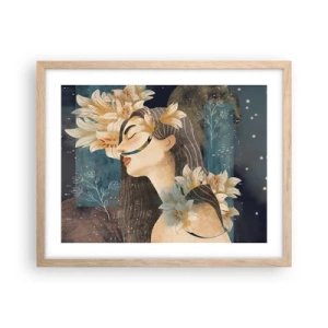 Pôster com moldura de carvalho claro - O conto da princesa com lírios - 50x40 cm