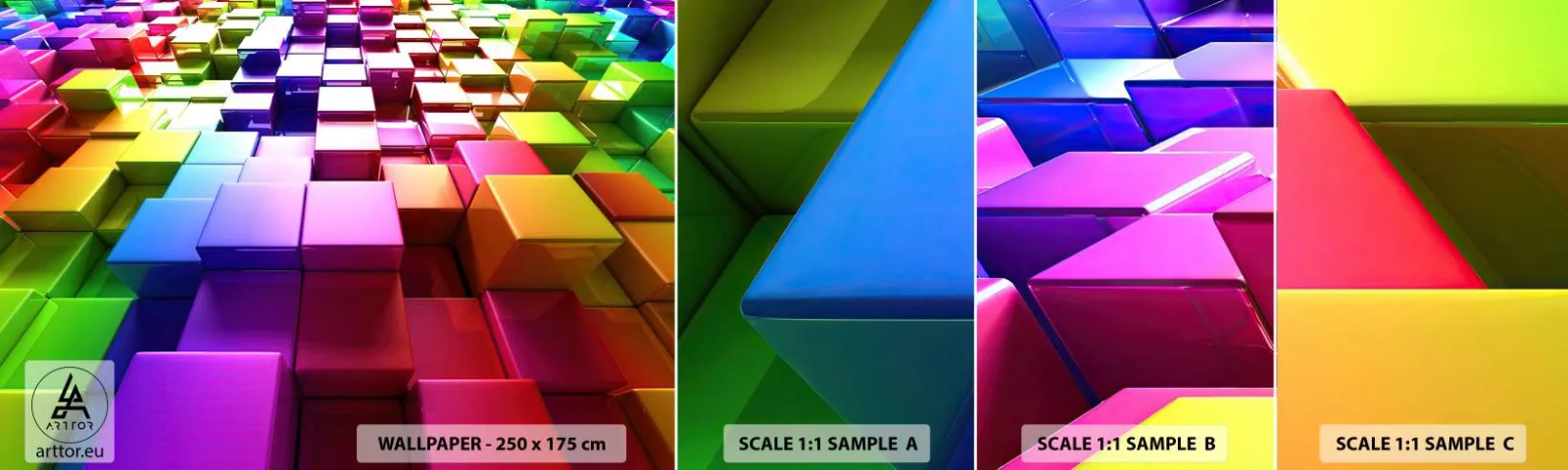 Amostra de Papel de Parede Standard Eco - Op-art juntos como uma equipa - Abstração, Gráficos, 3D - 100x30 cm