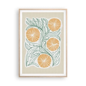 Pôster com moldura de carvalho claro - Étnico com um toque de abstração - 70x100 cm