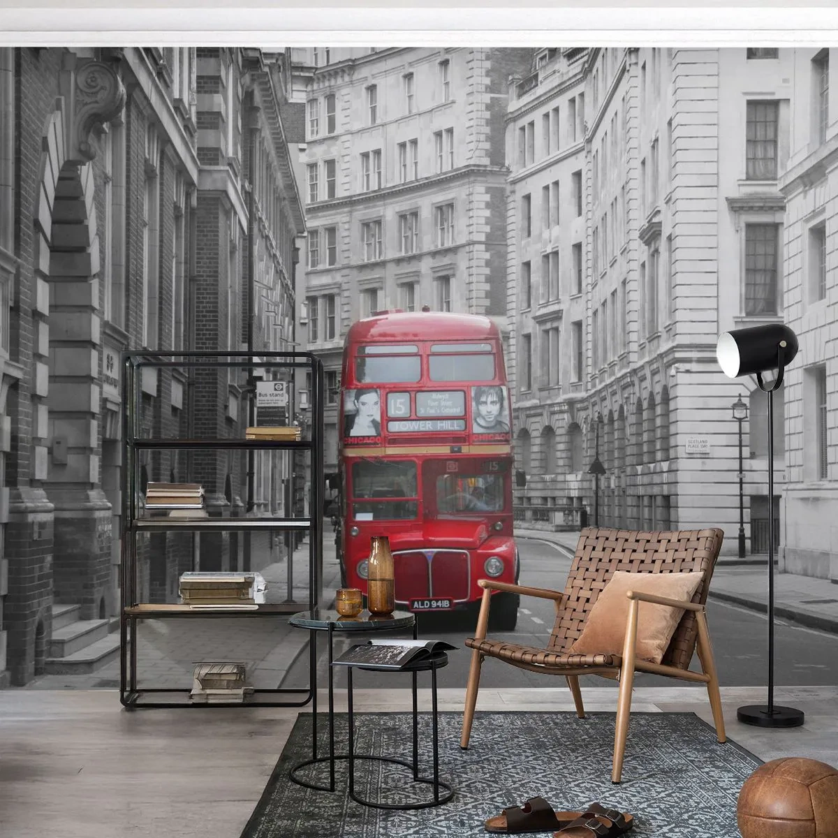 Papel de Parede Premium Sand - A vida quotidiana não deve ser cinzenta - Cidade, Londres, Arquitetura - 100x70 cm