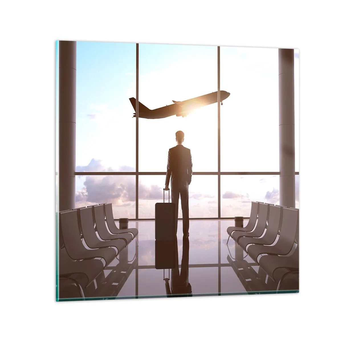 Quadro em vidro - Tem tempo, desacelere - 40x40 cm