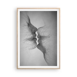 Pôster com moldura de carvalho claro - O beijo do vento - 70x100 cm