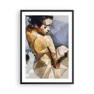 Pôster com moldura preta - Silhueta feminina em estilo mosaico com formas geométricas - 50x70cm - No espírito do cubismo - Decoração de parede moderna para a sala de estar e quarto ARTTOR