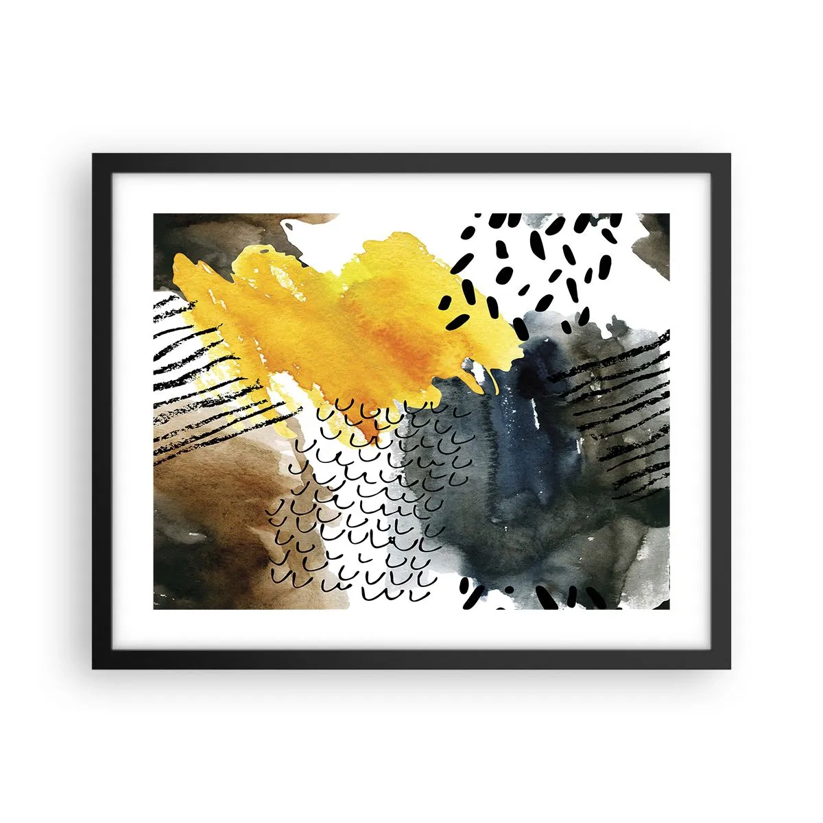 Pôster com moldura preta - Reunião dos elementos da natureza - 50x40 cm