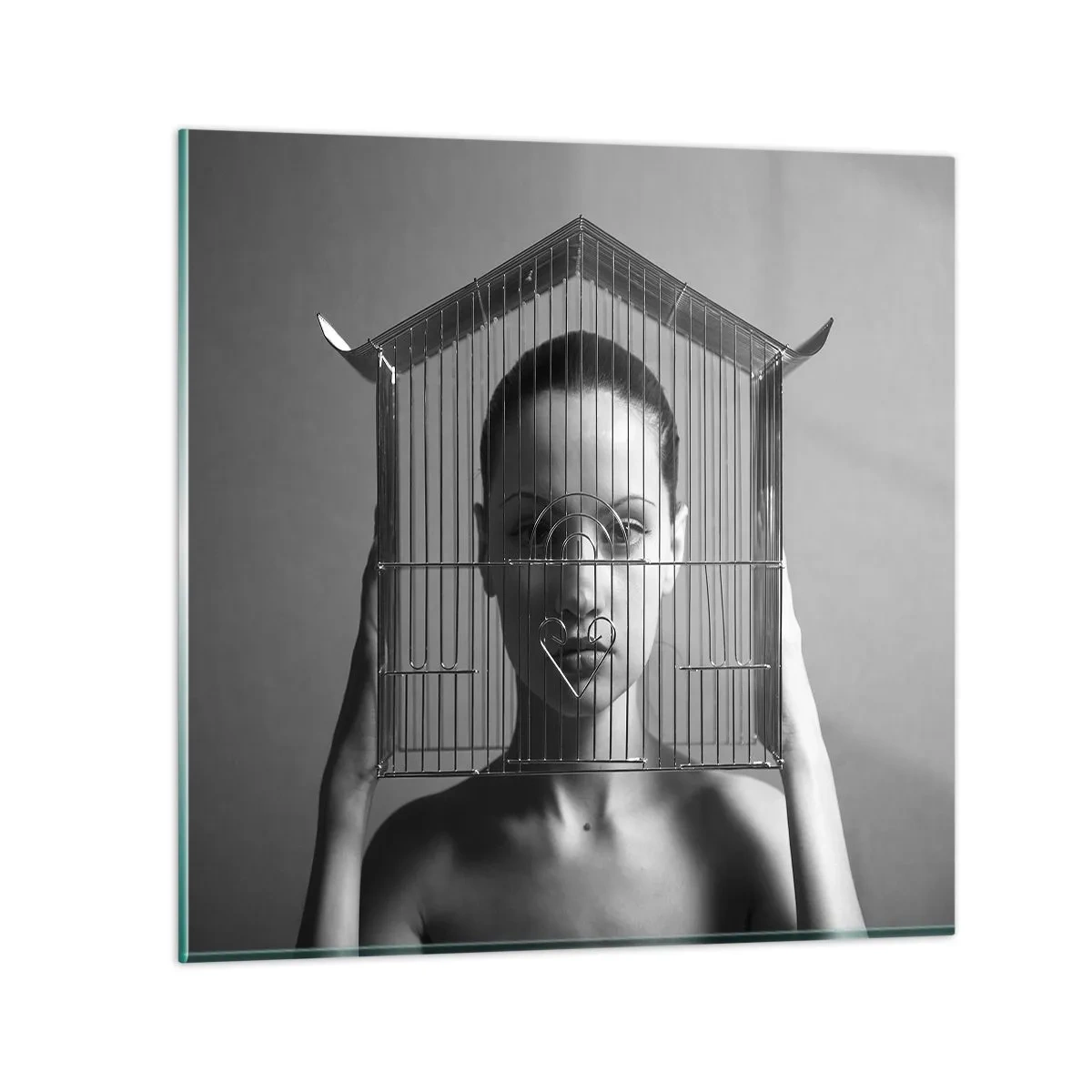 Quadro em vidro - Retrato um pouco surreal - 70x70 cm