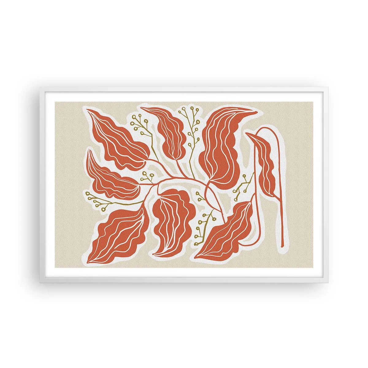 Pôster em moldura branca - Folclórico e coral - 91x61 cm