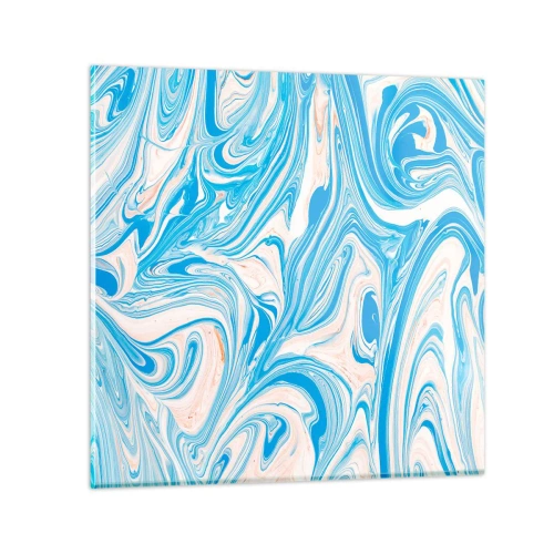 Quadro em vidro - Derramado em turquesa - 50x50 cm
