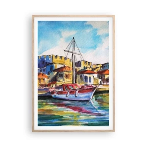 Pôster com moldura de carvalho claro - Tarde de arco-íris - 70x100 cm