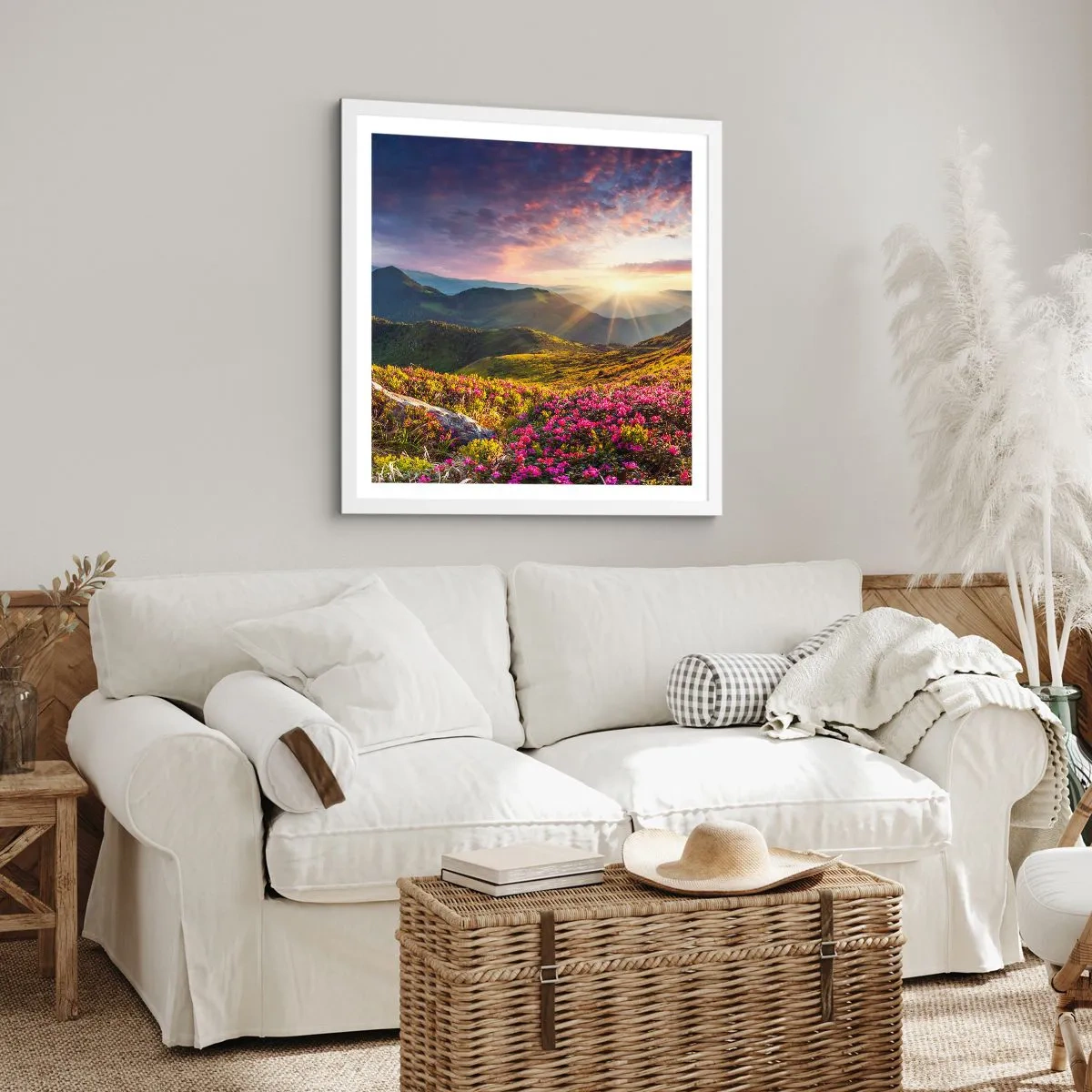 Pôster em moldura branca - A frescura de uma manhã nas montanhas - 40x40 cm