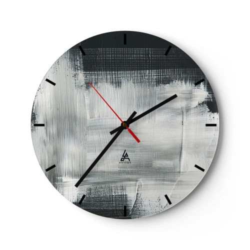 Relógio de parede - Relógio em vidro - Padrão abstrato em tons de preto e branco - 30x30cm - Entrelaçado na vertical e horizontal - Decoração de parede moderna para a sala de estar, cozinha e quarto ARTTOR