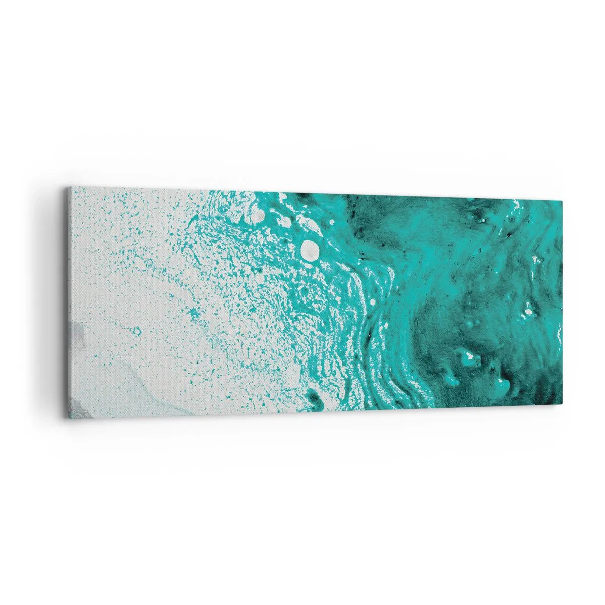 Quadro em tela - Derreter a branco e turquesa - 100x40 cm