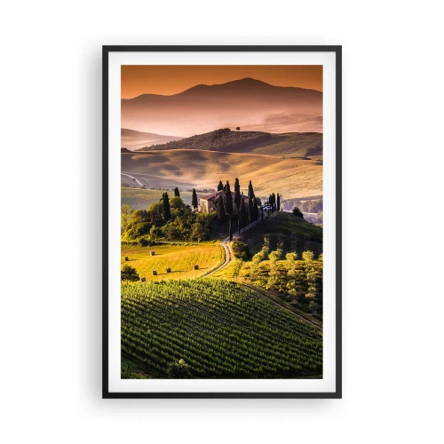Pôster com moldura preta - Arcádia - Paisagem toscana - 61x91 cm
