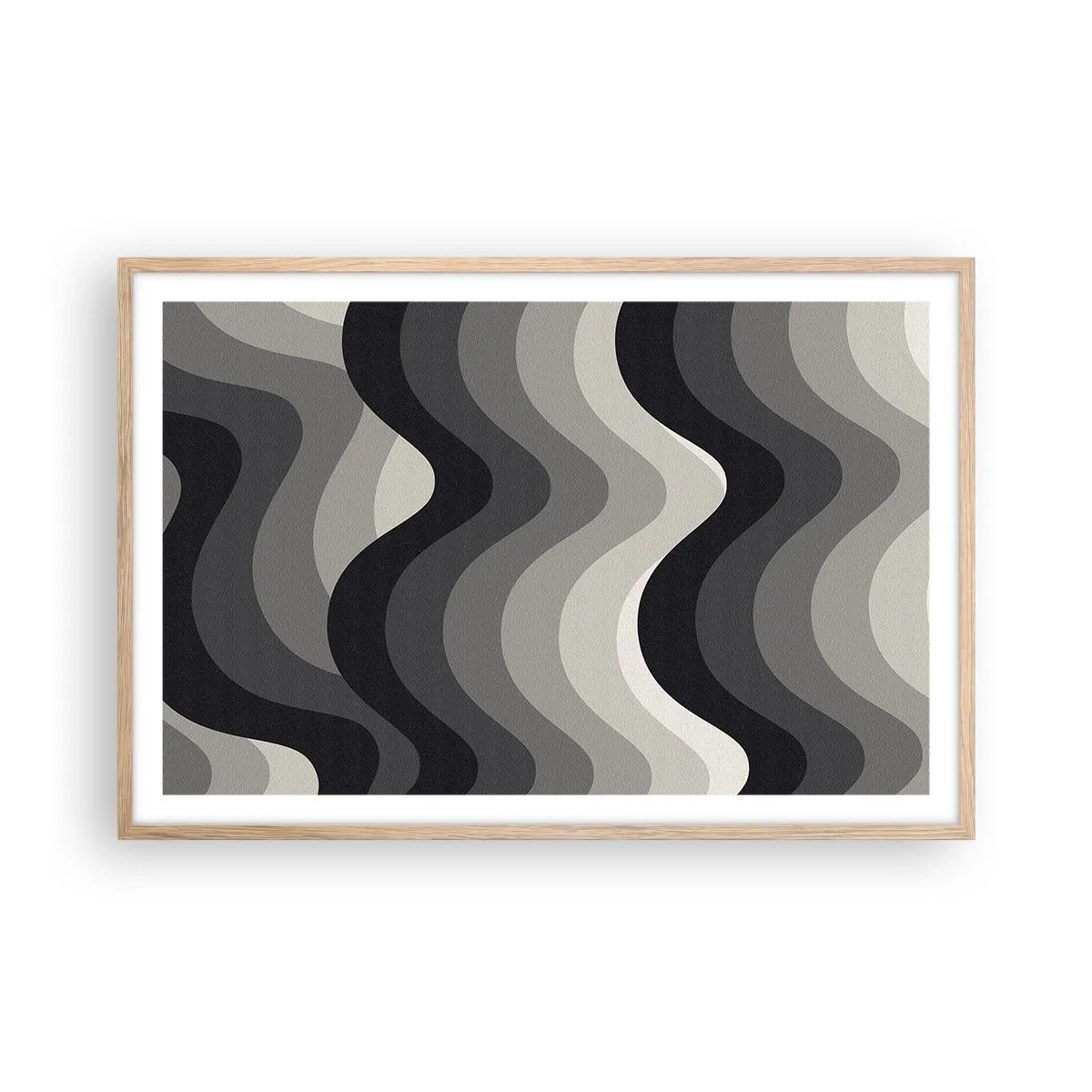 Pôster com moldura de carvalho claro - Onda após onda - 91x61 cm