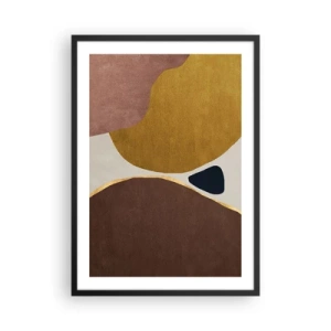 Pôster com moldura preta - Composição geométrica abstrata em cores quentes - 50x70cm - Abstração – um lugar no espaço - Decoração de parede moderna para a sala de estar e quarto ARTTOR