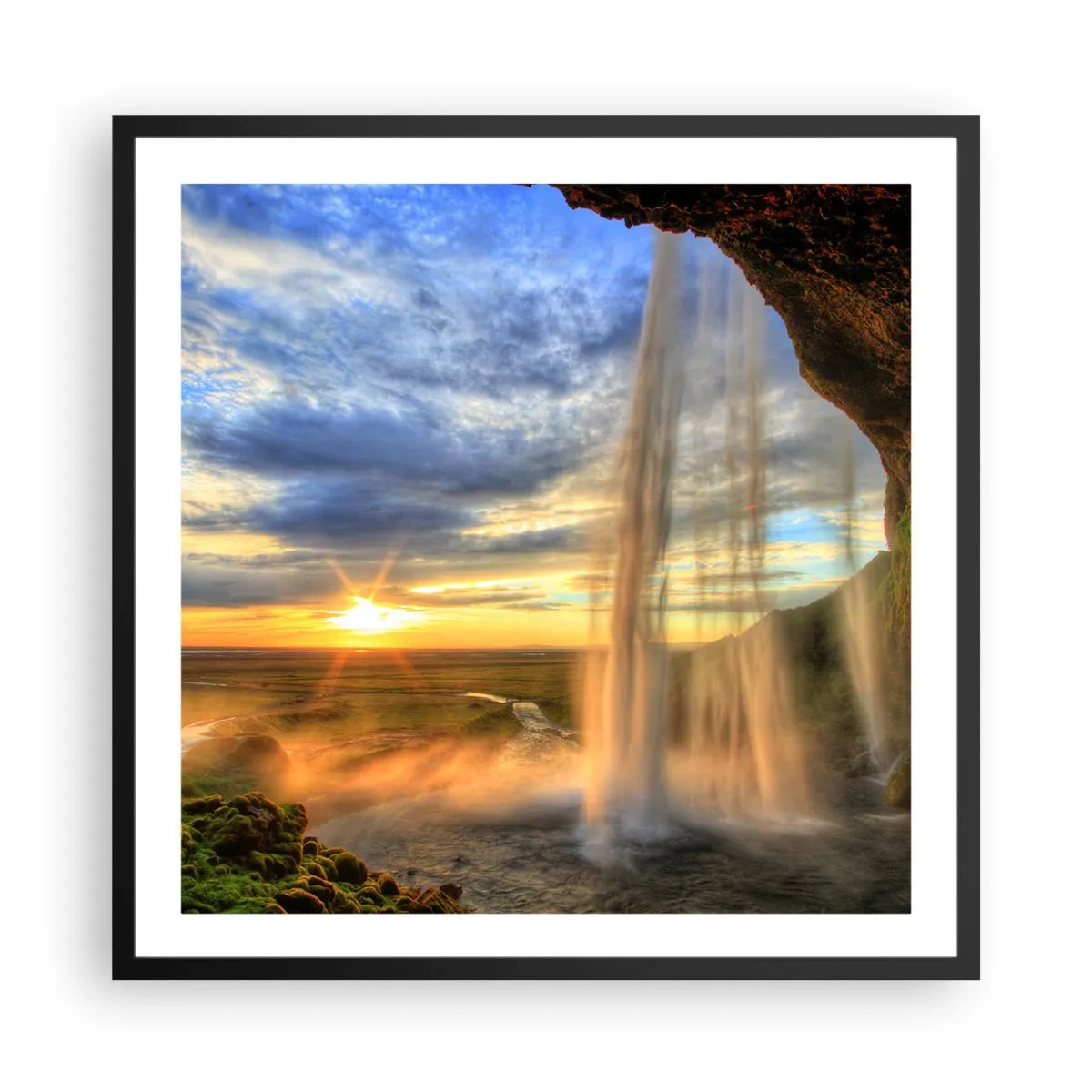 Pôster com moldura preta - O mundo por trás das gotas - 60x60 cm