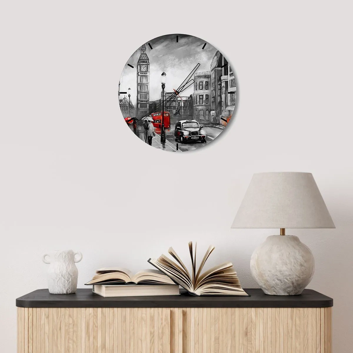 Relógio de parede - Relógio em vidro - Não é uma cidade cinzenta - 40x40 cm