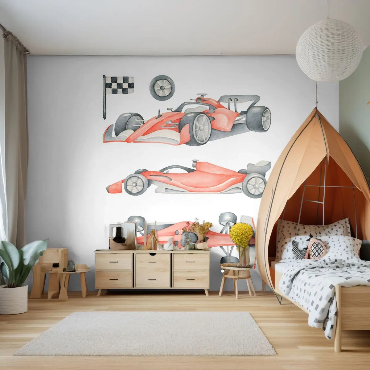 Papel de Parede Premium Canvas - Persiga seu sonho - Carros de corrida, Carros, Infantil - 250x175 cm