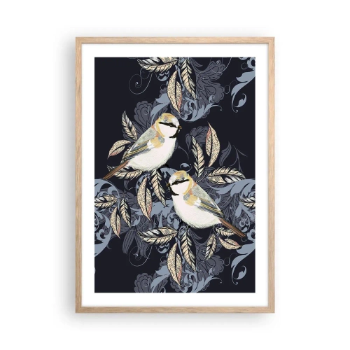 Pôster com moldura de carvalho claro - Canto amarelo-azul - 50x70 cm