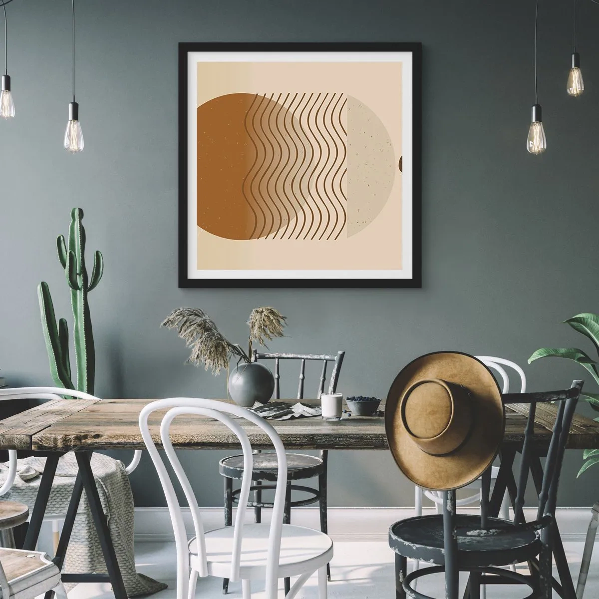 Pôster com moldura preta - Sobre a origem das figuras geométricas - 40x40 cm