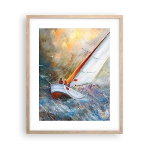 Pôster com moldura de carvalho claro - Correr sobre as ondas - 40x50 cm